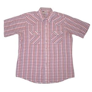 Vintage Saddle King Western Pearl Snap Western Shirt Red Plaid Sz Lg